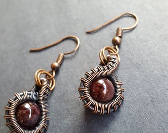 January Birthstone Earrings, January Birthstone Jewelry, Garnet Earrings, Red Garnet Jewelry, Wire Wrapped Earrings, Wire Wrapped Jewelry