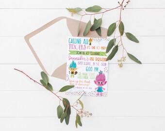 Trolls Party Invitation | Kids Birthday | Kids Birthday Party | Kids Birthday Invitation