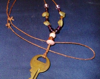 Masterlock Vintage Industrial Key Necklace--25" Loop with Genuine Vintage Key