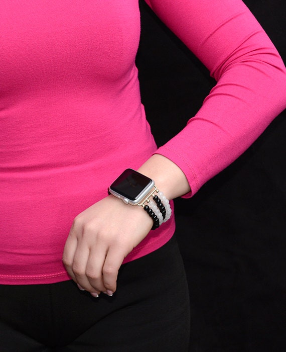 Apple Watch Band 42mm - Apple Watch Accessories - No Clasp Stretch Fit 38mm Apple Watch Strap - Rose Gold Lugs Adapter - iWatch Band