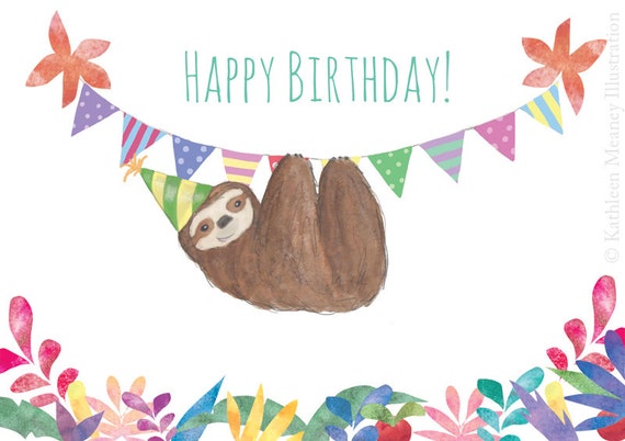 Download Sloth birthday card blank inside