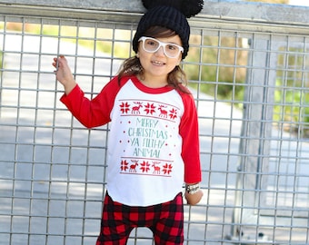 Merry Christmas Ya Filthy Animal - Unisex 3/4 Sleeve Shirt - Hipster - Raglan Tee - Christmas - Boys - Girls - Holiday Shirt - Vinyl Shirt