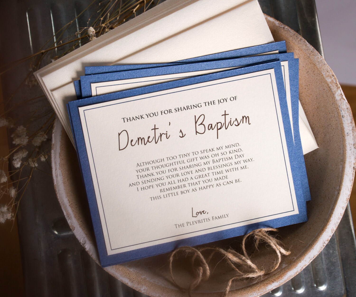 Baptism Thank You Cards Note Christening Gift Cards Custom