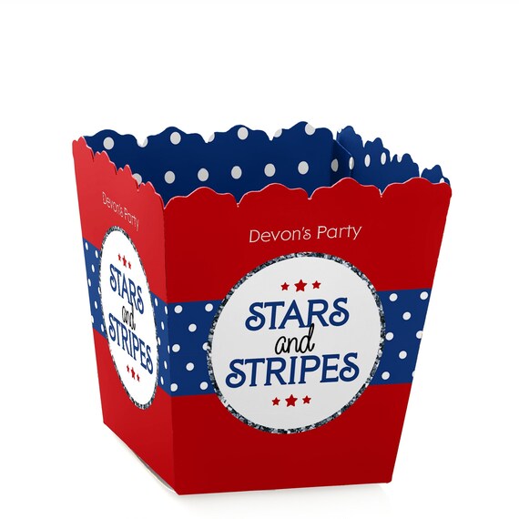 Stars and Stripes Candy Box - DIY Favors - Custom Small Treat Box - Red, White and Blue Party Decorations - Labor Day, Memorial Day - 12 pc. Il_570xn