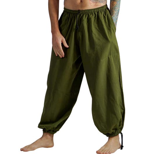 BAGGY PANTS FERN Green Steampunk Pants Medieval Clothing