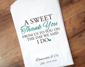 Wedding Favor Bags, Sweet Thank You Personalized Candy Bags, Candy Buffet Bags, Popcorn Bags, Candy bags for Wedding, STY2