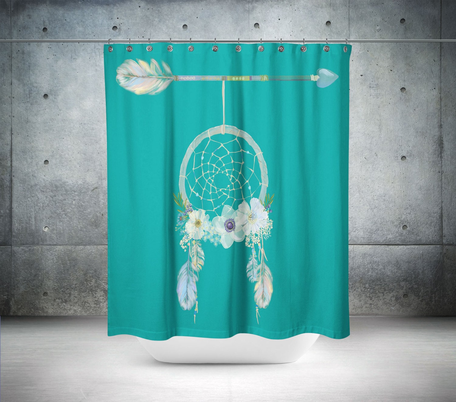 Dream Catcher Shower CurtainPeacock Blue Boho Chic