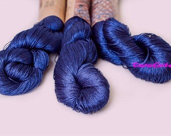 Viscose silk yarn, rayon yarn, Summer yarn sparkle, Blue yarn, glitter, shining, Superfine, Lace weight, crochet yarn