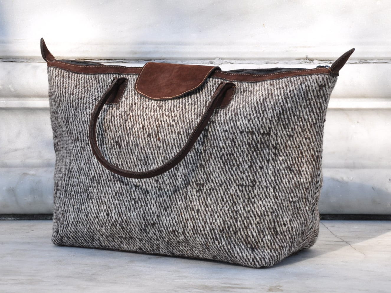 SALE Wool Tote Bag Cozy Wool Bag Handmade Wool Bag Simple