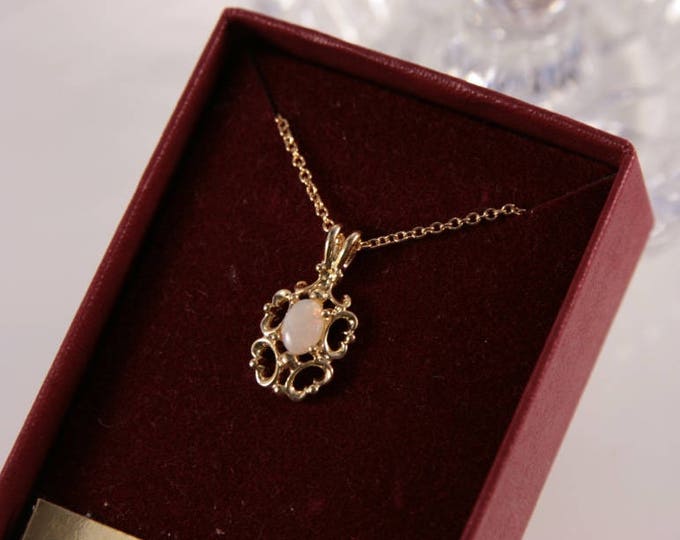 Opal Necklace Victorian Vintage Necklace Art Nouveau Necklace Moonstone Graduation Gift Designer Queen Princess Ornate Gold Pink Pendant