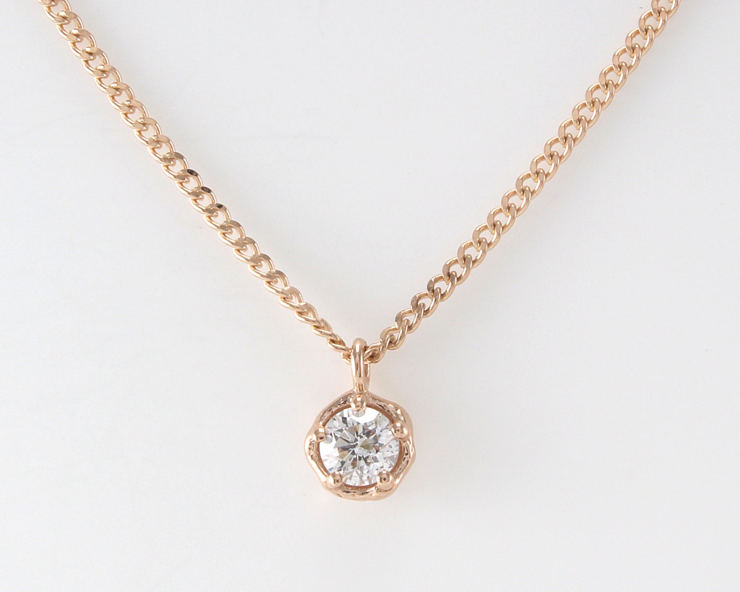 0.1ct. Diamond Solitaire Necklace Minimalist Dainty Simple