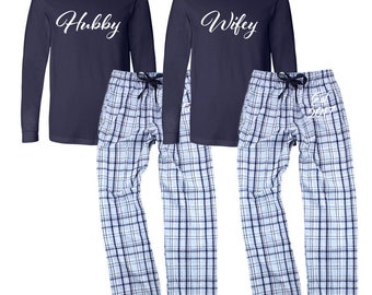 Mr and Mrs Personalized Flannel Pj Set Custom Mr. and Mrs.