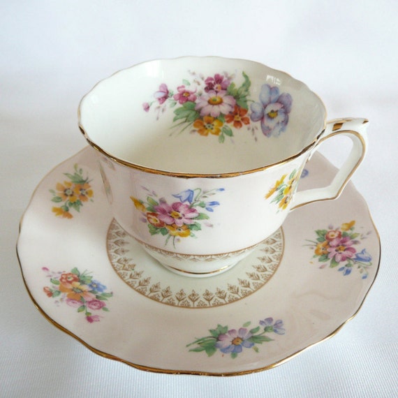 Crown Staffordshire Fine Bone China Tea Cup and Saucer Made in