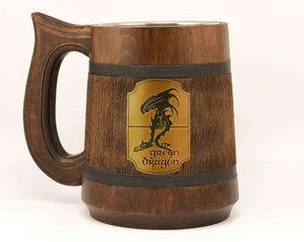 Green Dragon mug 23Oz, Mens gift, Lord of the Rings stein, Boyfriend gift, Hobbit mug, The Green Dragon Pub Inspired tankard, Geeky Gift