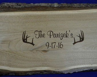 Wedding Guest Book ~ Wedding Sign ~ Wood Slab Guest Book ~ Tree Slice ~ Deer Antler Wedding ~ Buck And Doe Wedding ~ Deer Guest Book ~ Deer