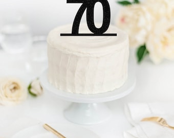 70 Cake Topper - 70th Cake Topper - 70th Birthday Party Decor - Numbered Birthday - Custom Glitter Cake Topper - Birthday Cake Topper