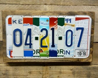 10 Year Anniversary Gift for Men Husband Wife - CUSTOM Wedding Date License Plate Sign - 10 Year Gift of Tin - Wedding Gift - Add Last Name