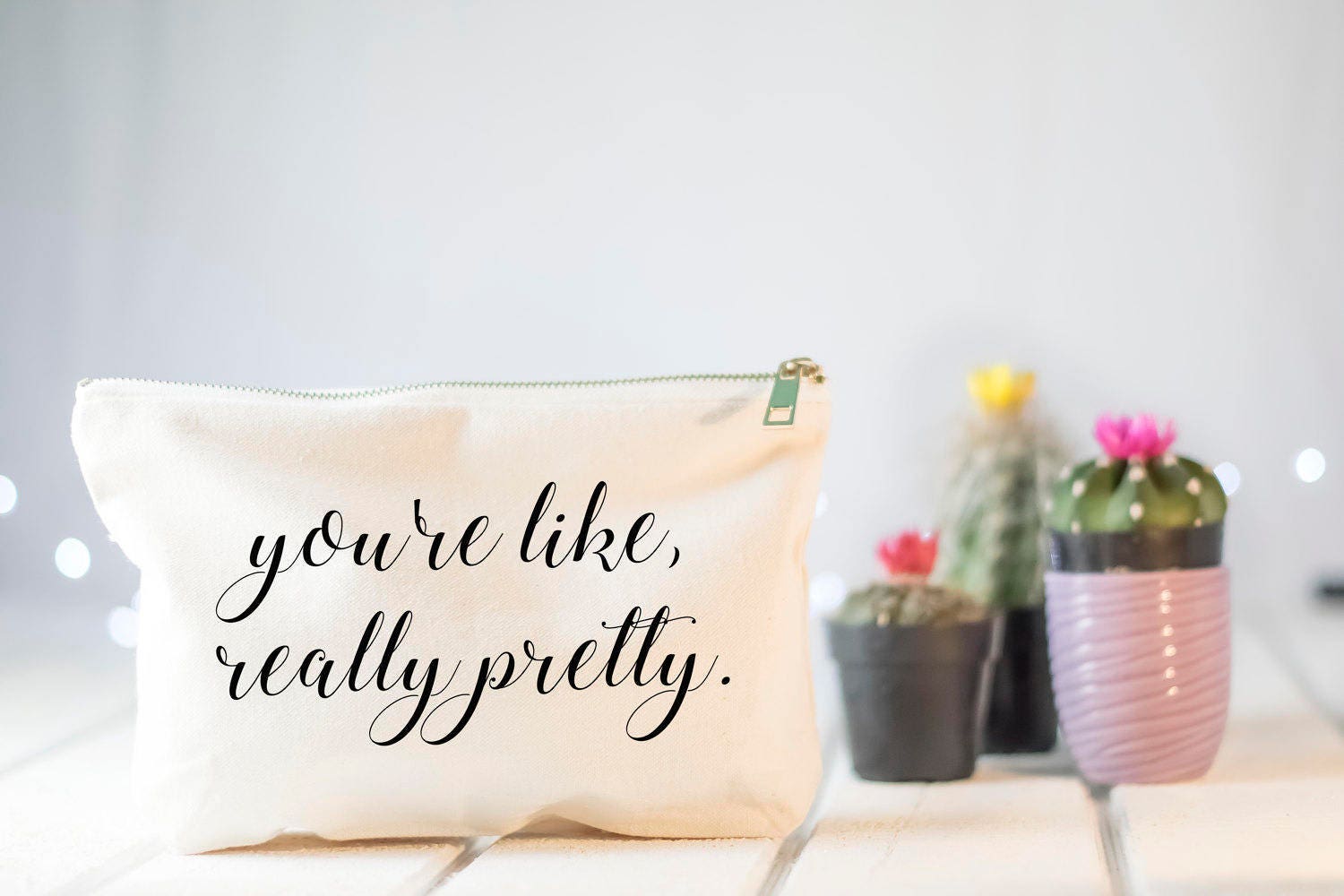 You're like, really pretty - gift for her, makeup case, black and white, best friend gift, mean girls quote, cosmetic bag, pencil case