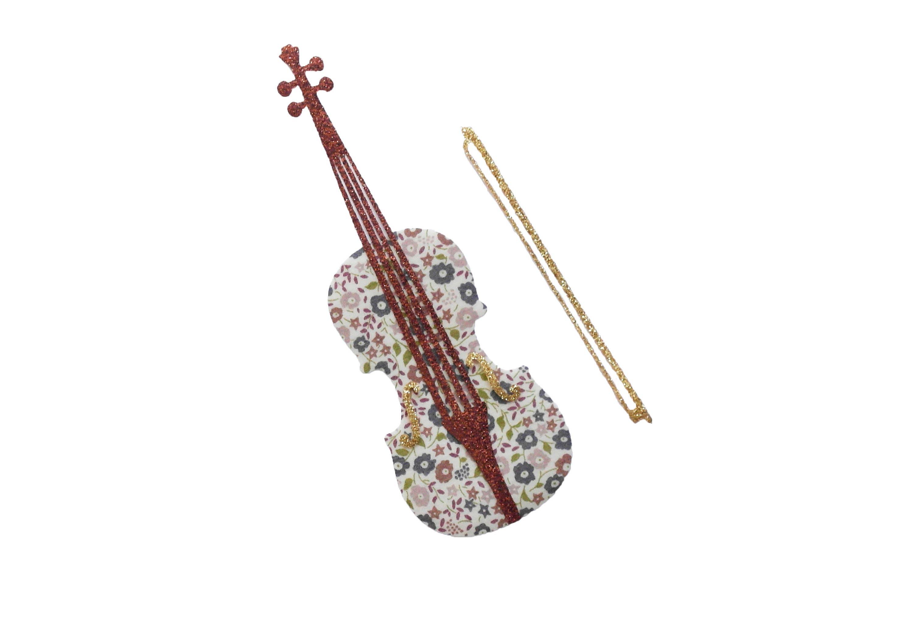 Patch violin Iron On fabric applique Liberty Fabric music item