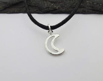 Moon Choker, Moon Necklace, Cord Necklace, Charm Necklace, Moon Gift, Moon Choker Necklace, Luna Necklace, Crescent, Moon Gifts