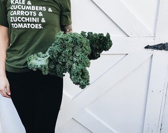 Veggies Shirt, Vegan Shirt, Vegetables Shirt, Veggie List Tee, Vegan T Shirt, Womens Tee, Garden Shirt, Vegetarian Shirt, Magnolia Roots