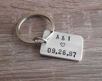 10 Year Anniversary Gift Tin anniversary gift Personalized Keyring Engagement Gift for Couples Boyfriend Girlfriend 10th wedding keychain