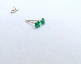 Emerald earrings, emerald studs, 925 Sterling silver emerald earrings, emerald silver studs, dainty earrings, emerald jewellery