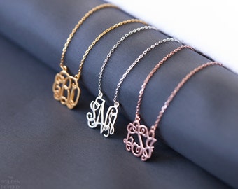 Dainty Monogram Necklace -Personalized Monogram Necklace -Tiny Monogram Necklace -Dainty Monogram Jewelry -Bridesmaid Gift -Wedding Gift