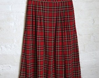 Midi Length Plaid Skirt