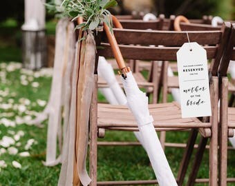 Reserved Wedding Ceremony Seating Tag, Reserved Chair Tags, Wedding Ceremony Reserved Seat Sign, Wedding Chair Tag Template - KPC01_406