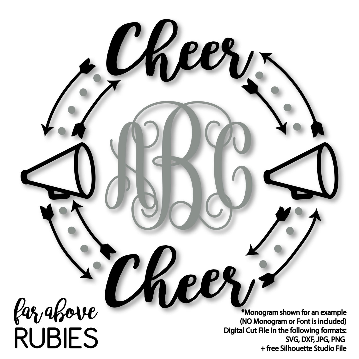 Download Cheerleader Cheer Megaphone Monogram Wreath Arrows monogram