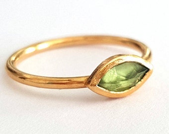 Peridot Marquise Ring, Gold Ring, Engagement Ring, August Birthstone Ring, Anniversary Rings, Solitaire ring, Handmade Ring,