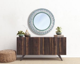Turquoise Wall Mirror round wall mirror | etsy Turquoise Wall Mirror round wall mirror | etsy