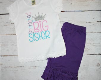 Promoted To Big Sister, Big Sister Shirt, Pregnancy Reveal, Big Sister Gift, promoted to big, baby announcement, new baby, Big Sister