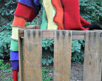 Recycled Sweater Hood, Scoodie, Winter Hat, Pixie Hood, Elf Hood, Cosplay, Recycled Cashmere, Organic Clothes, Rainbow Hood, Hippie, Boho