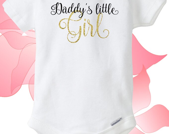 Daddy's Little Girl Gold Glitter Baby Onesies®, Baby Bodysuit, Baby Romper, Baby Shower Gift, Daddy Reveal Announcement, Gender Reveal