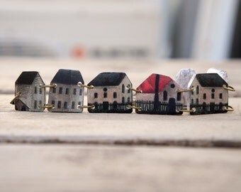 Little houses bracelet, Architecture bracelet, Home bracelet, Architecture jewelry, Art bracelet, Cottage bracelet, Little house, Romantic