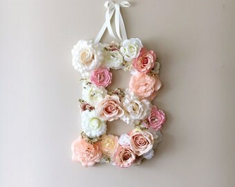 Flower Letters, Floral Letter, Vintage wedding decor / Personalized nursery wall decor, Photography Prop, Wall art, Bridal shower decoration