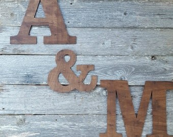 Large Wooden initials for Weddings,Large Wooden Letters,Ampersand Sign, Large Stained Wooden Letters for Weddings,Large Wedding Initials