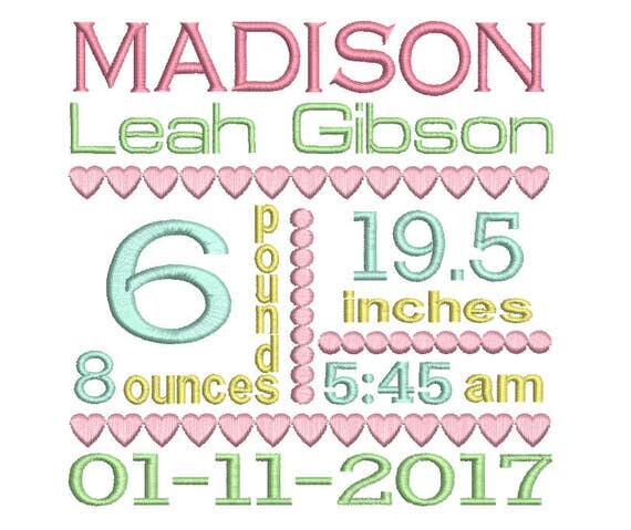 baby birth announcement template embroidery design baby girl baby birth announcement templates