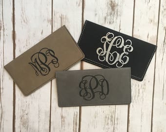 Checkbook cover, leatherette checkbook cover, monogram checkbook cover, custom business logo checkbook cover