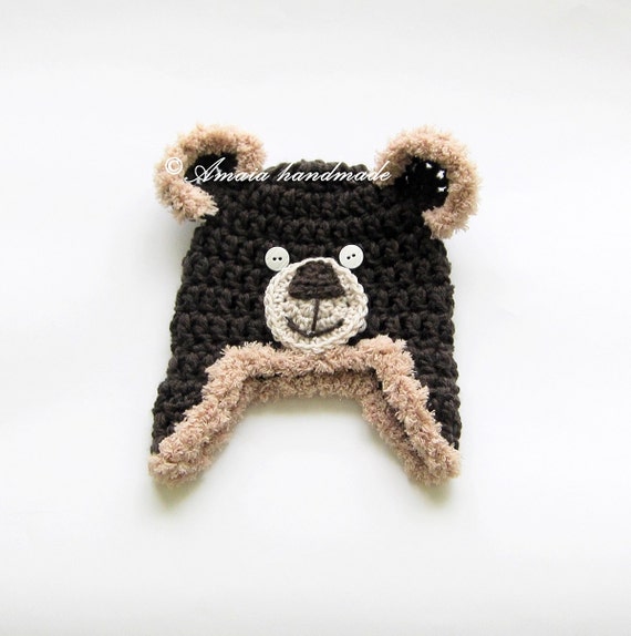 Crochet bear hat baby bear hat newborn bear hat baby animal
