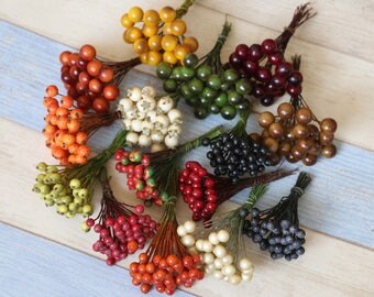 Artificial Red Berries Fruit,Fake Black Berry for Flower Headpiece,Wedding Decor ,Hair Crown,Christmas Decoration(size see details)