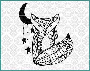 Download Zentangle fox svgs | Etsy