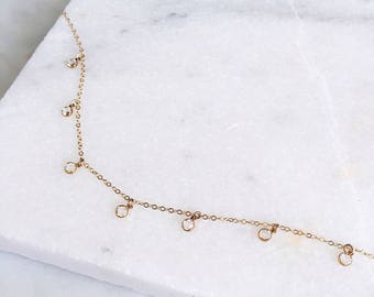 Swarovski Crystal Choker / 14 KT Gold Filled / Bridesmaids Necklace / Prom Gift / Dainty Necklace / Tiny Crystal Choker / Gold Choker /