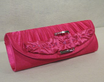 hot pink satin clutch bag