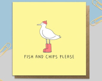 Seagull 'Fish and Chips Please' Card