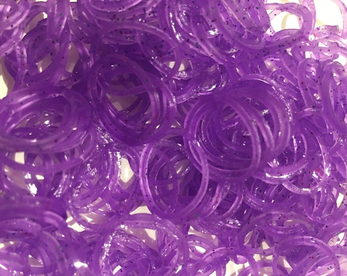 300 Glitter Purple Loom Bands non-latex rubber bands