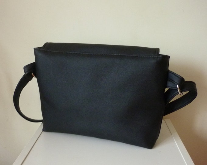 Vegan Leather bag /Shoulder bag /Crossbody bag /Black leather crossbody /Medium crossbody