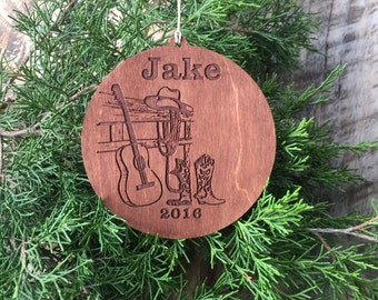 Ornament, Christmas Ornament, Cowboy Ornament, Cowboy Boots, Cowboy Hat, Rope, Guitar, Ornament for Cowboys